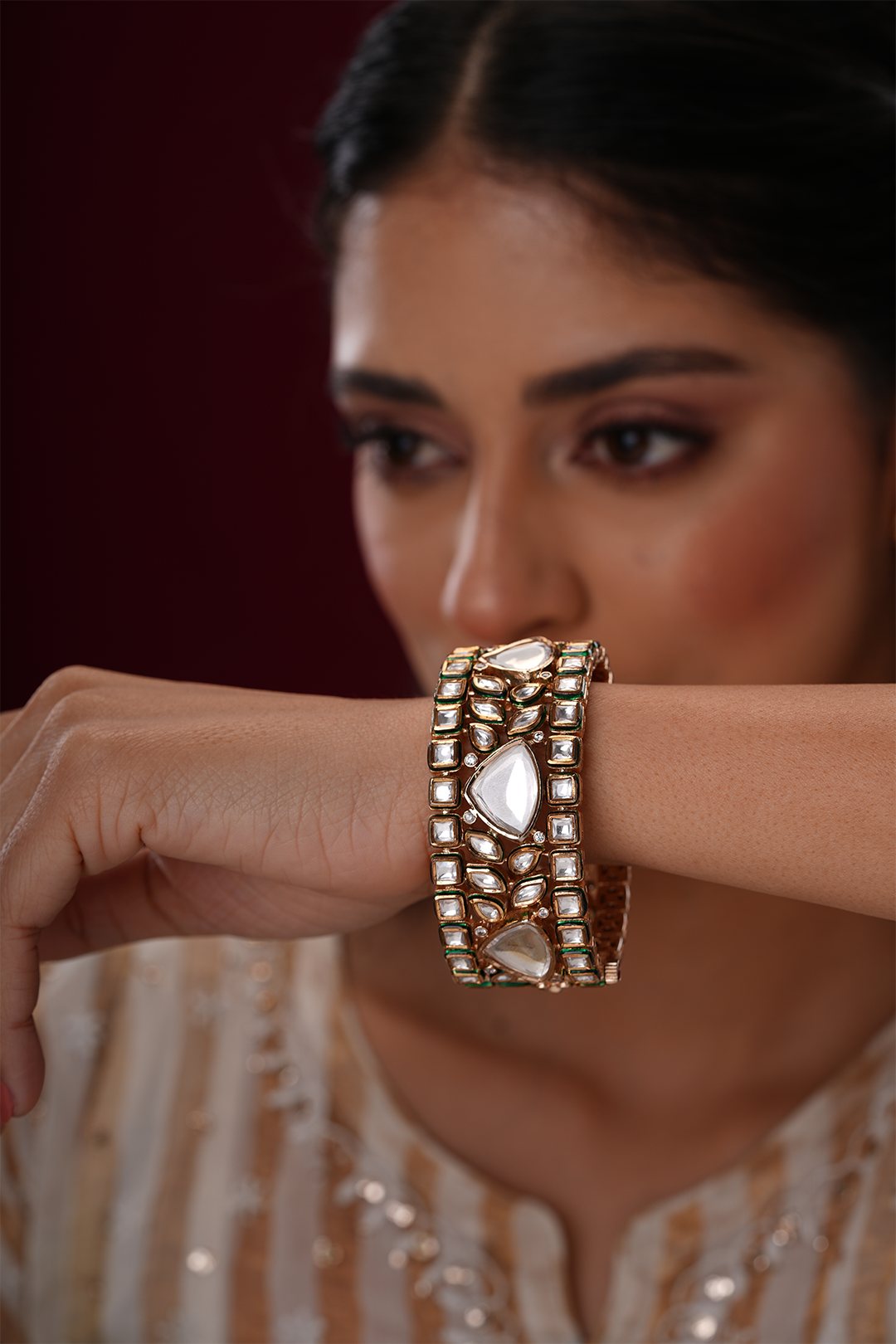 Hansika Meenakari Polki Bangle- Single
