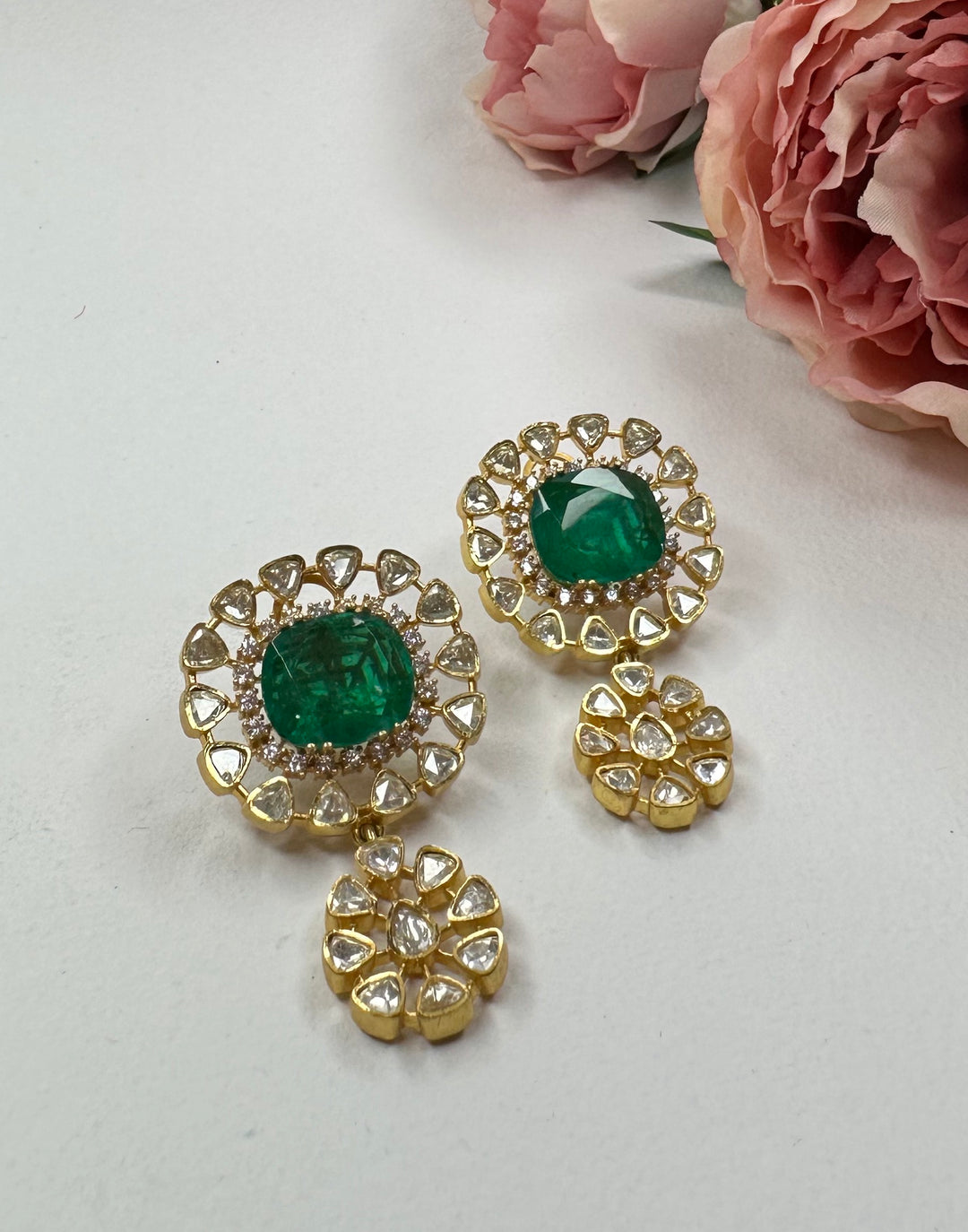 Ida Emerald Polki Earrings