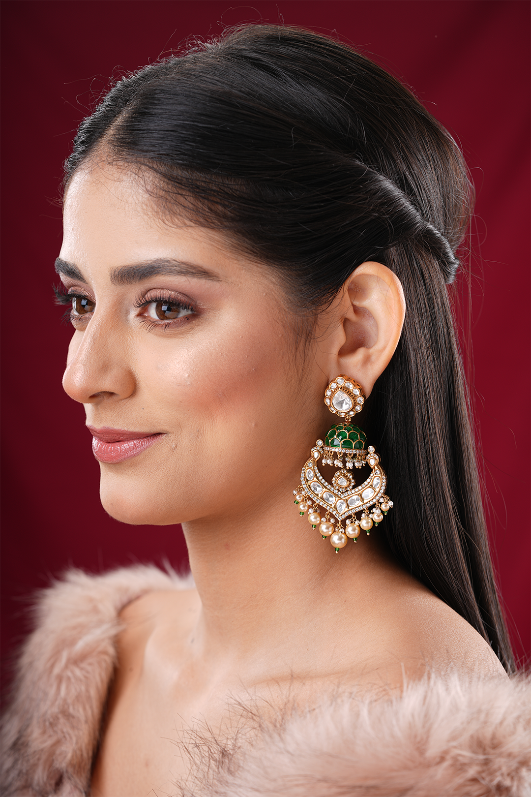 Iravya Green Polki Earrings