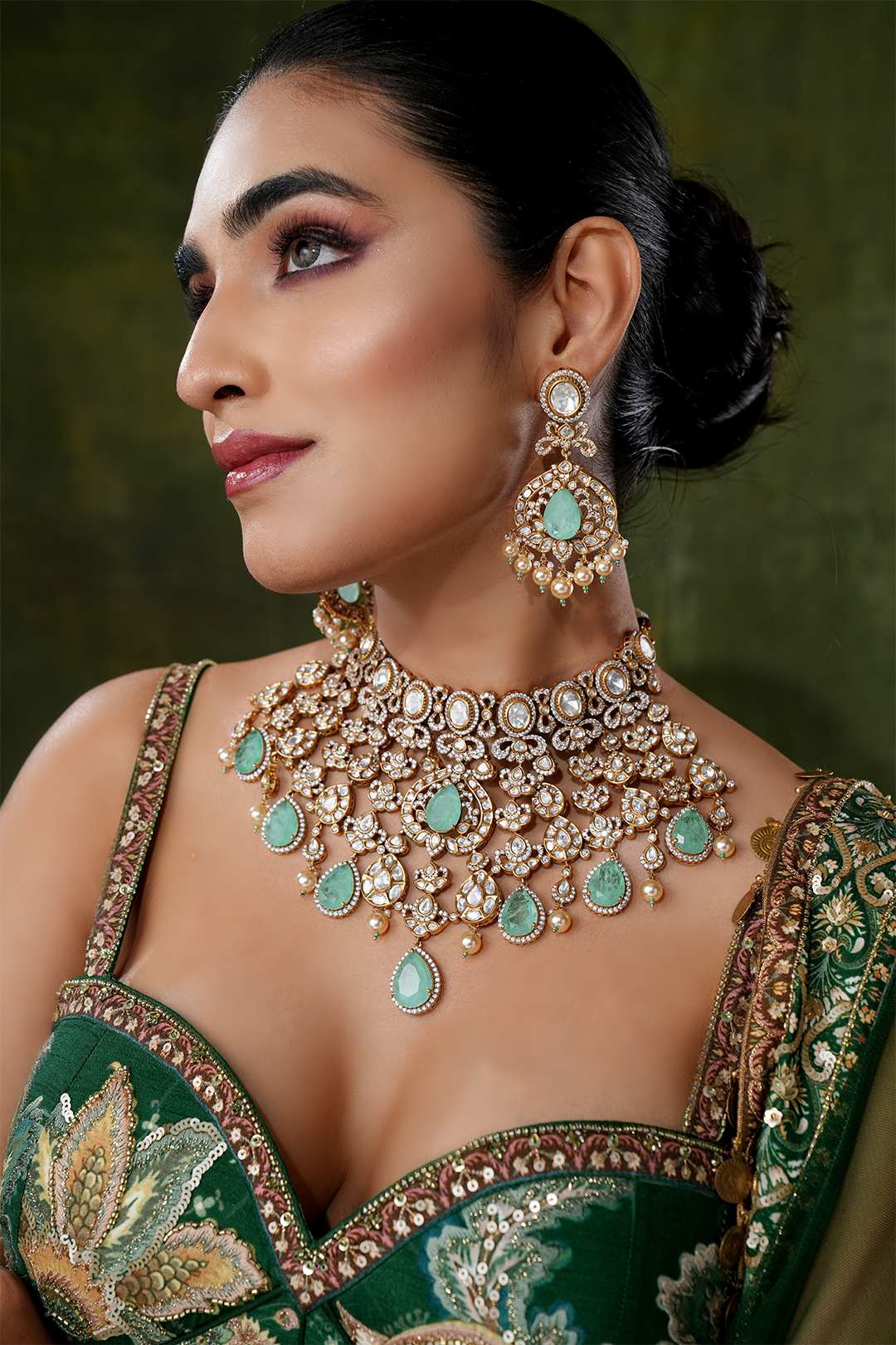 Ivaan Mint Kundan Necklace Set