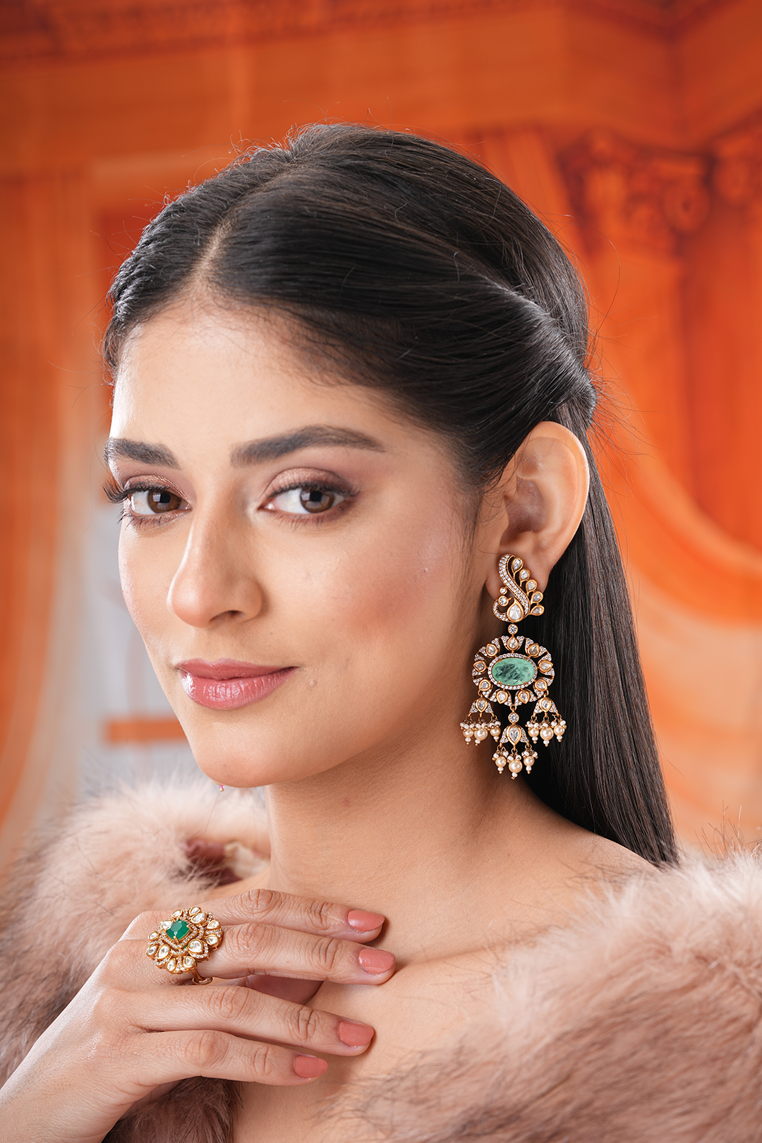 Luna Mint Polki Earrings