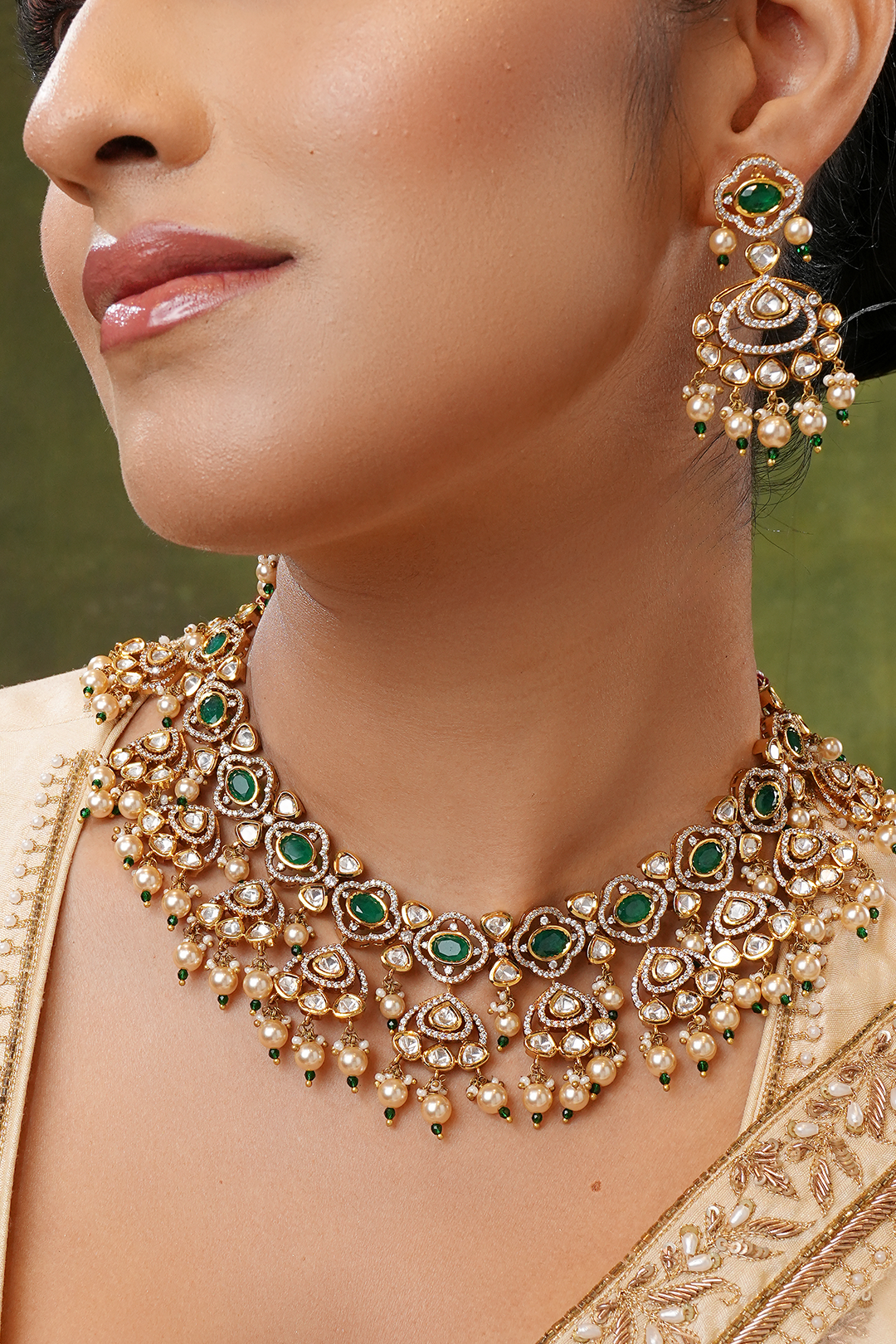 Mishthi Green Polki Necklace
