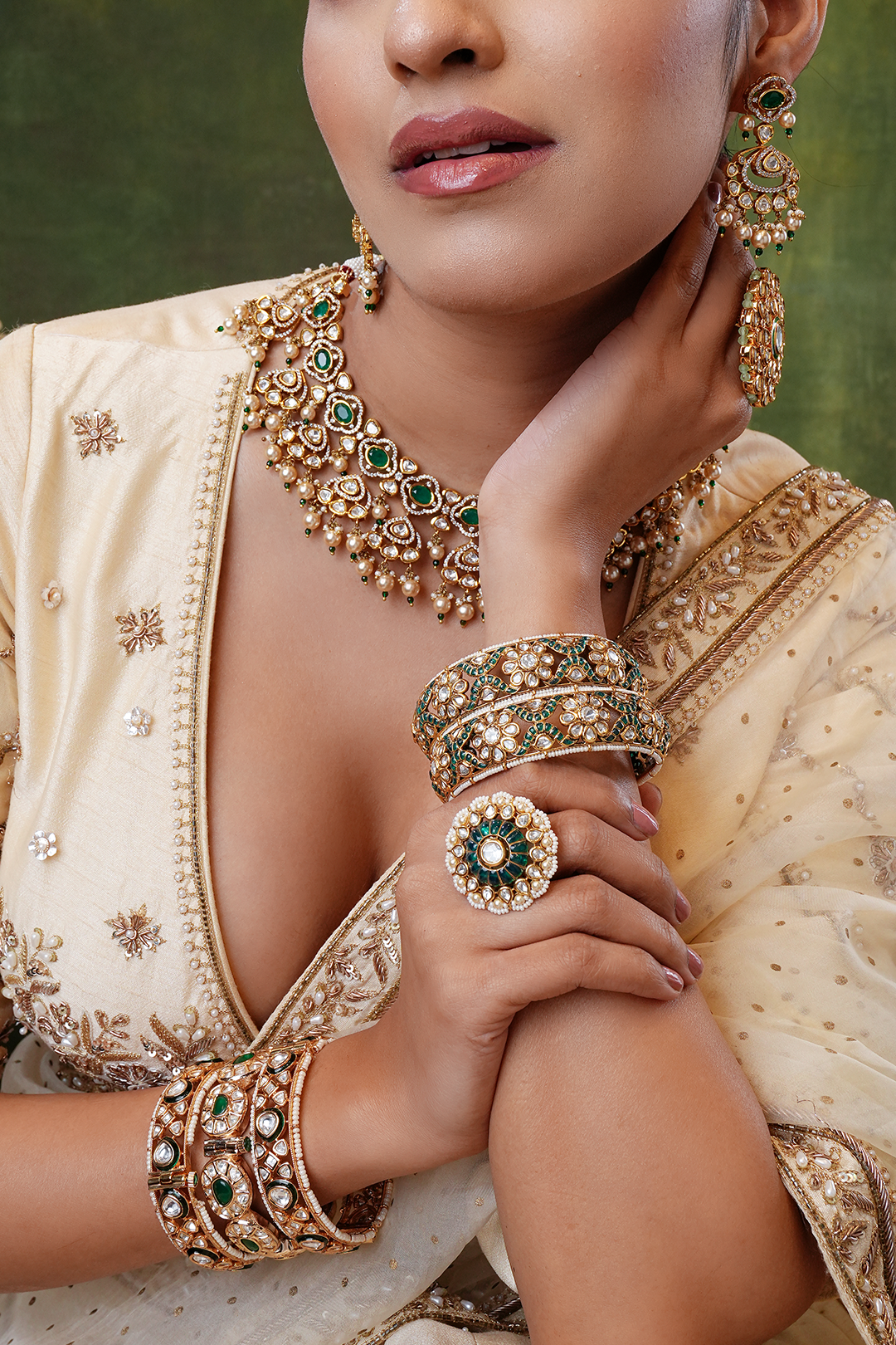 Mishthi Green Polki Necklace