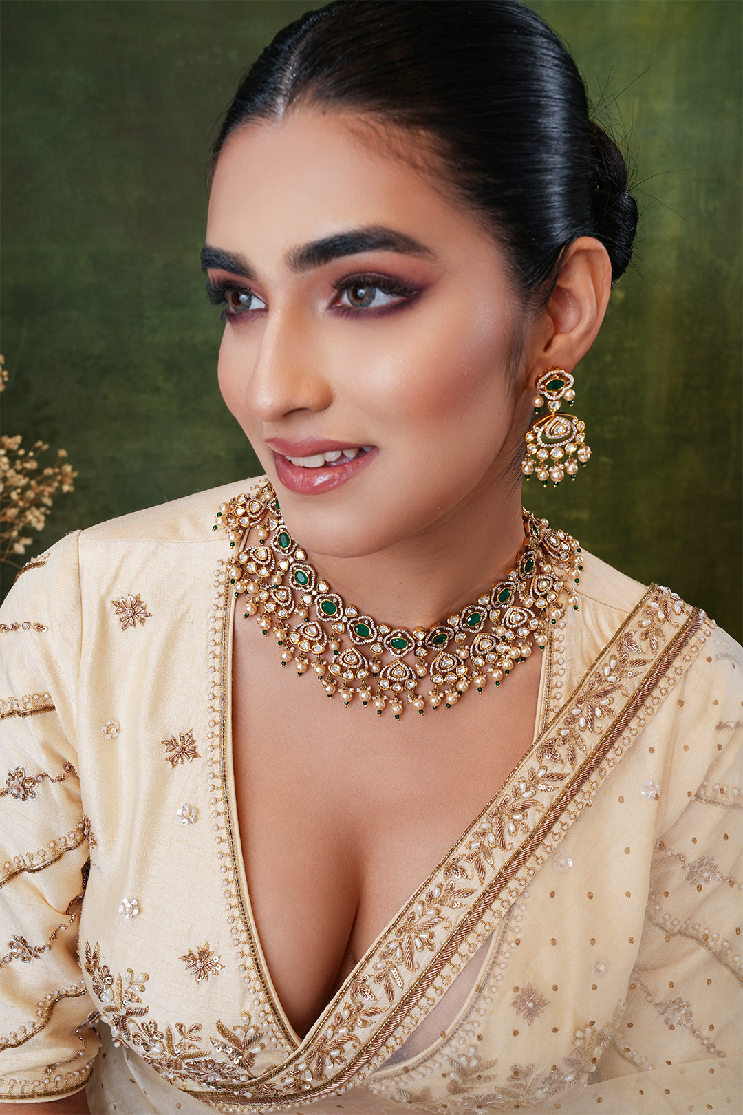 Mishthi Green Polki Necklace