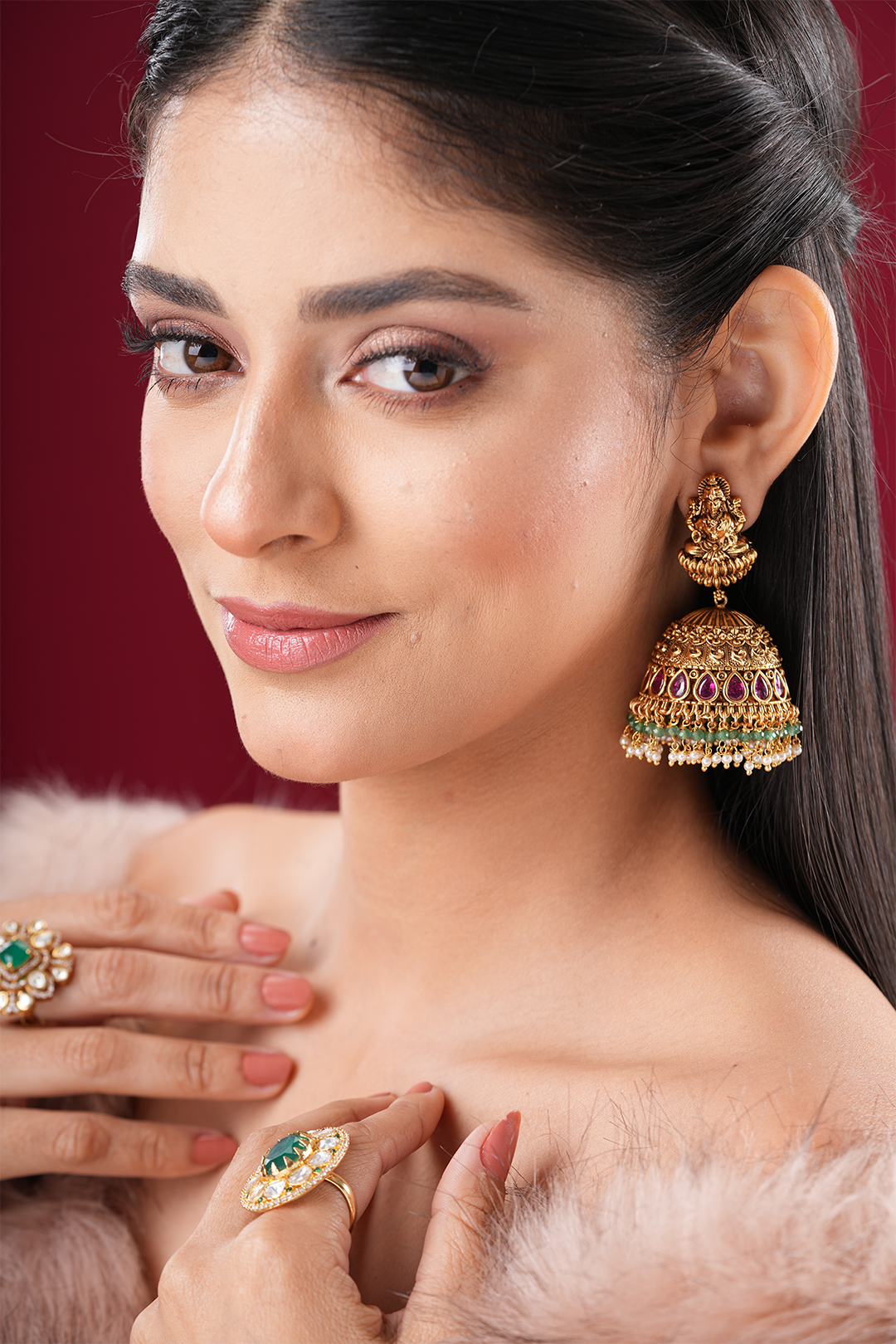 Rabia Temple Work Jhumka Earrings