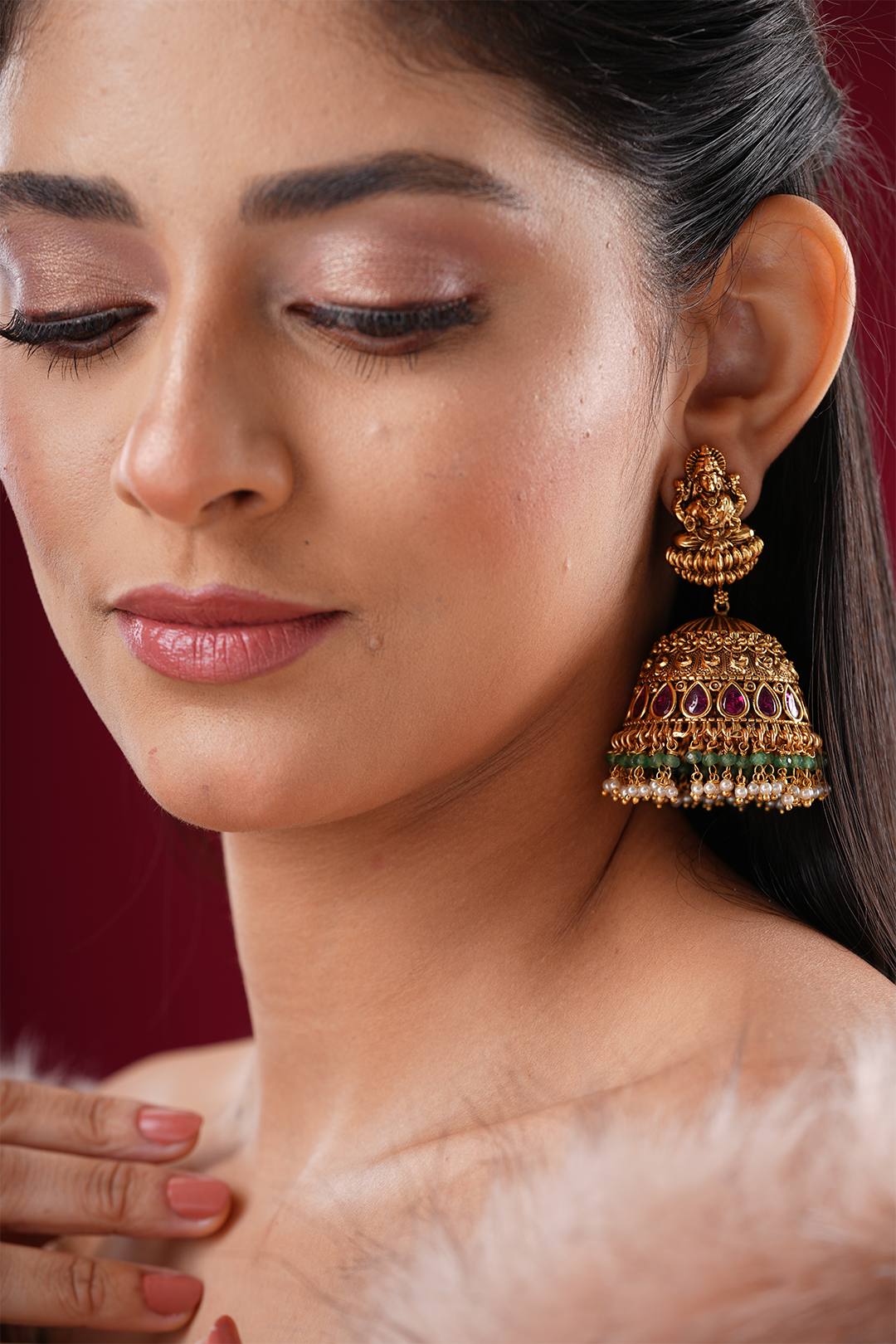 Rabia Temple Work Jhumka Earrings