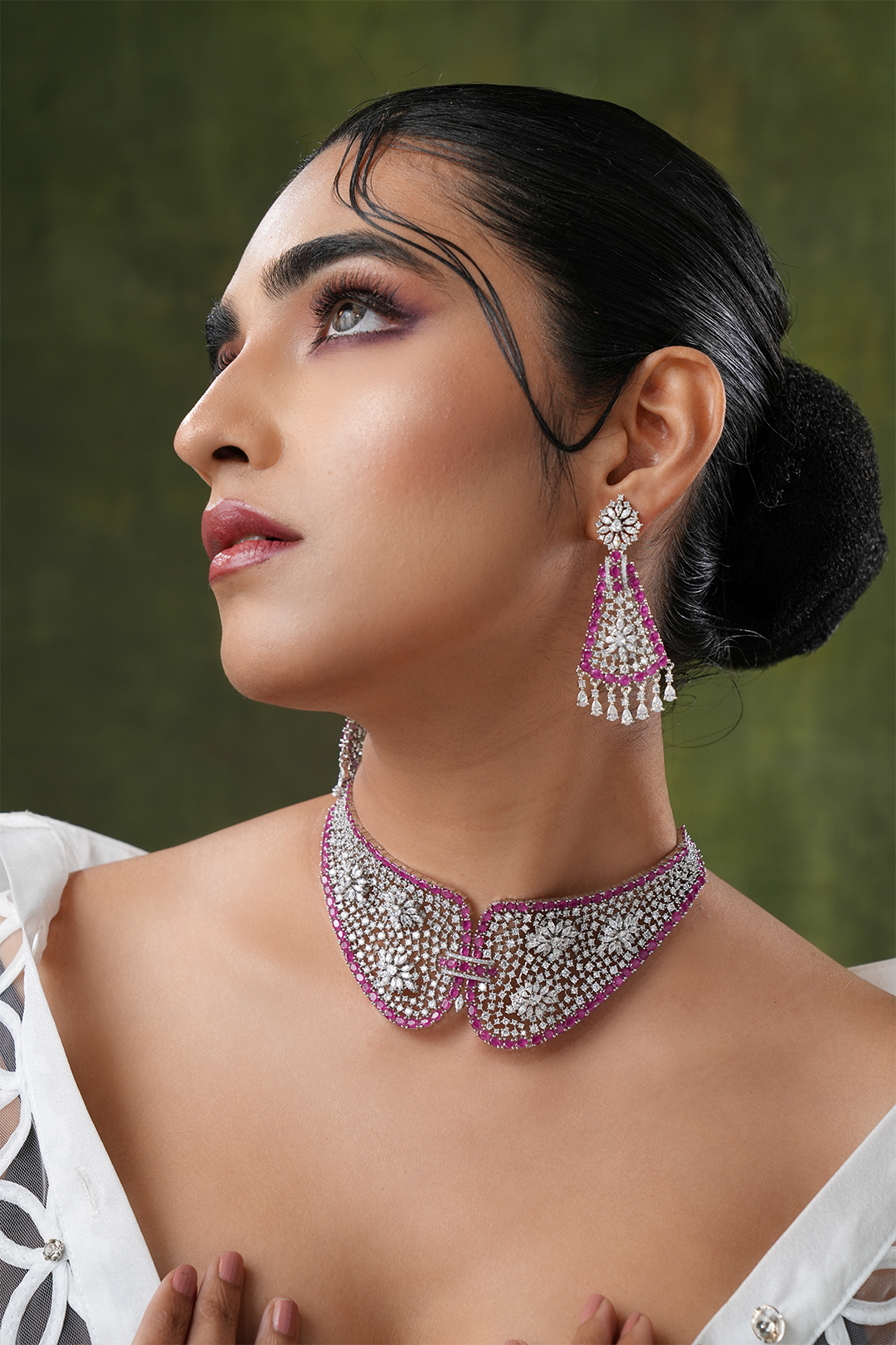 Remi Pink Faux Diamond Necklace Set