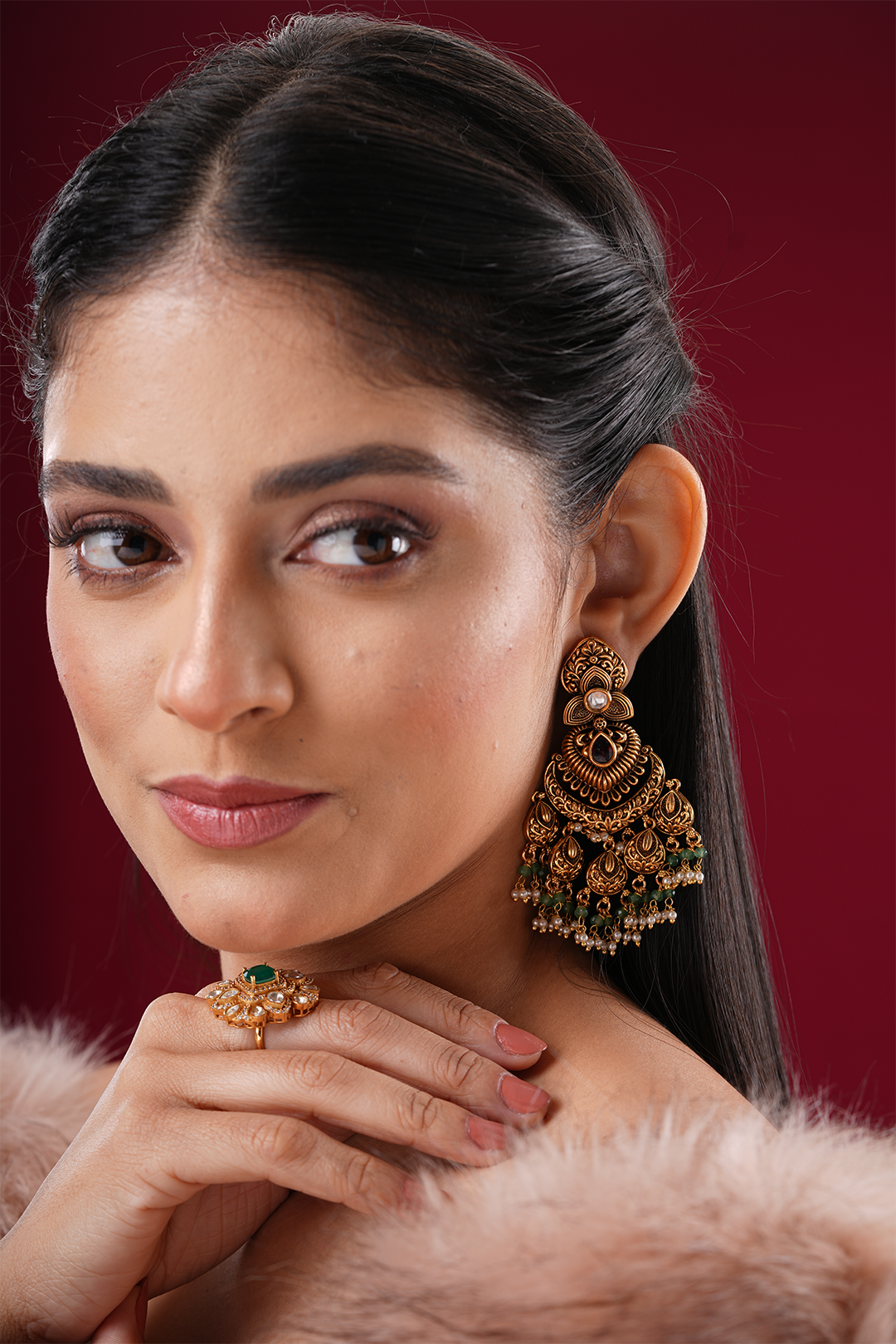 Saanjh Temple Work Earrings