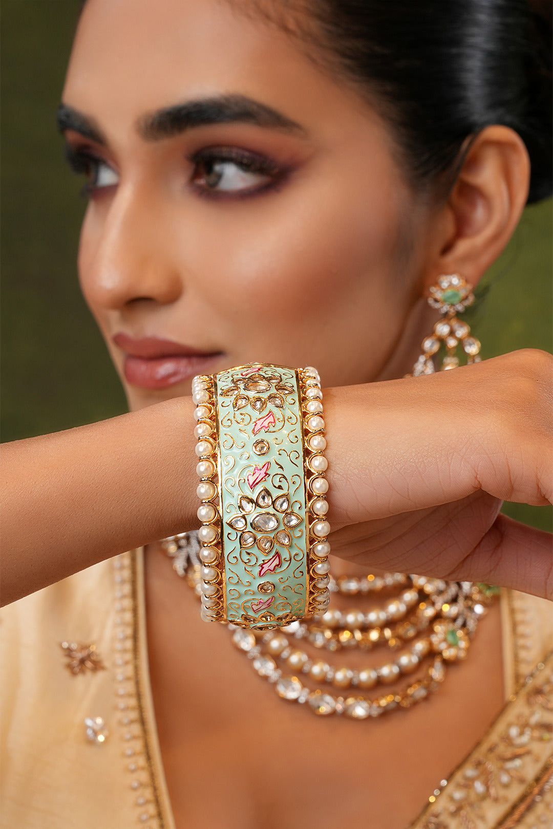 Sarah Mint Polki Bangle