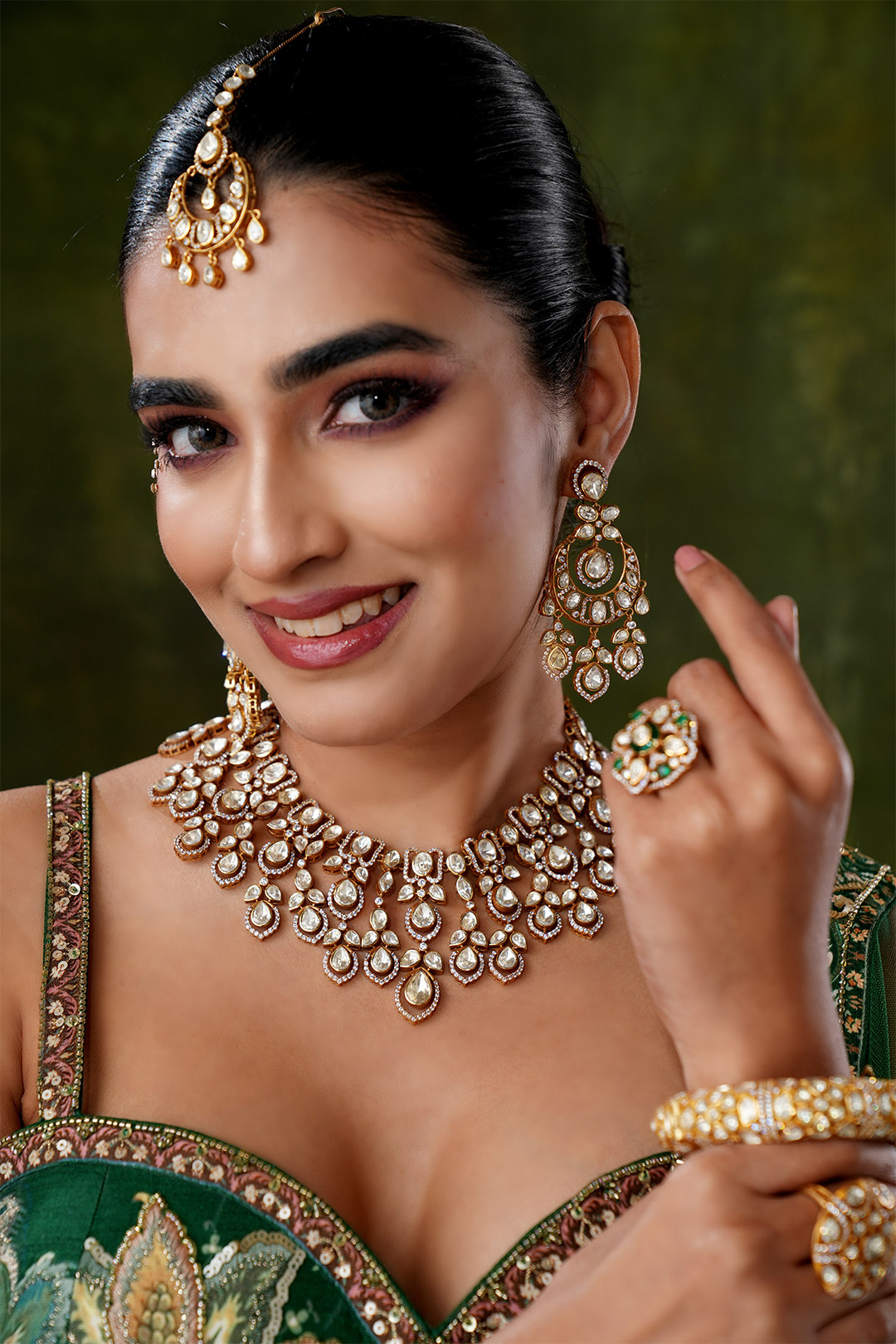 Sarika Polki Silver Maangtikka