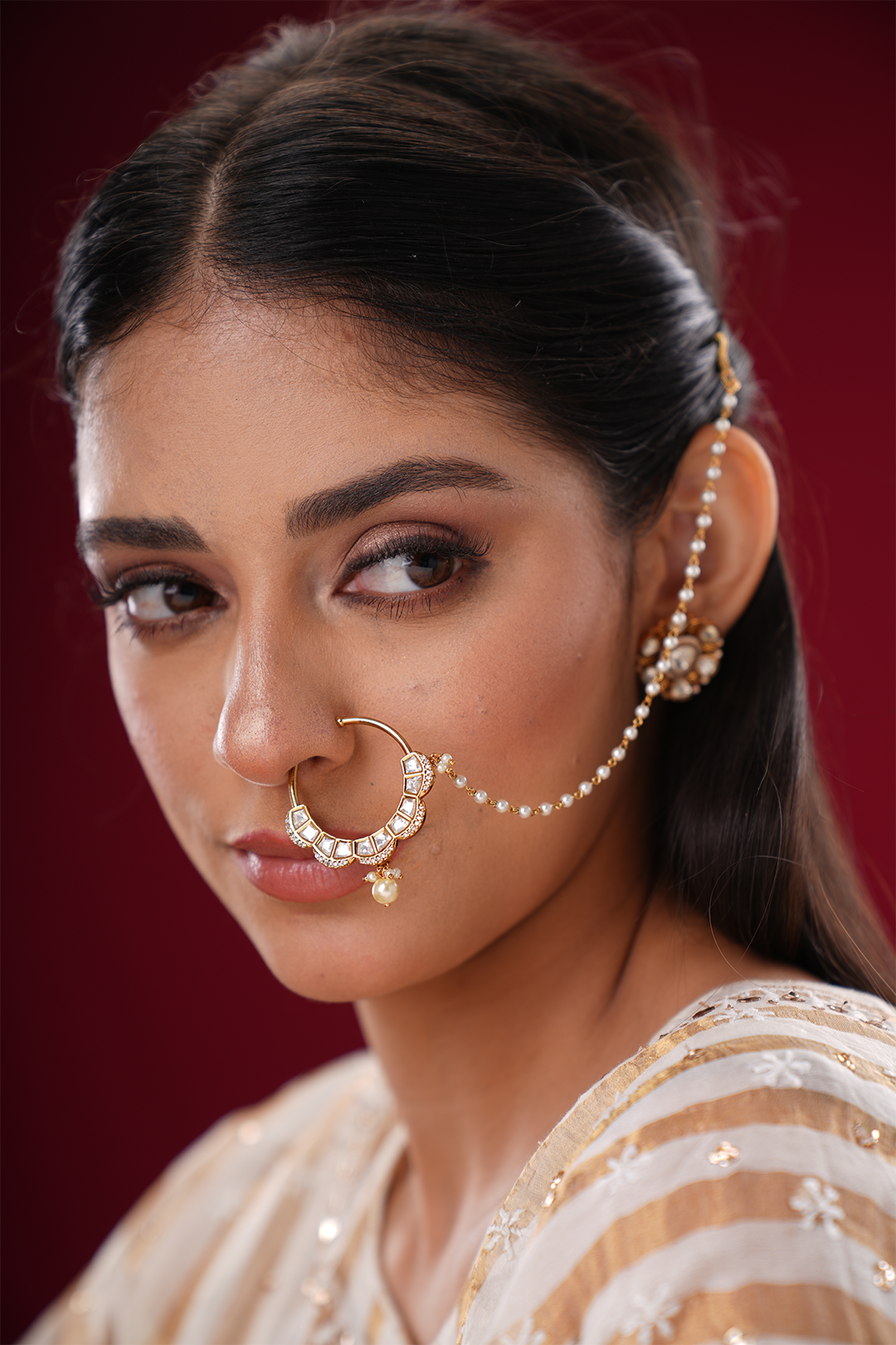 Savaani Polki Silver Nosepin
