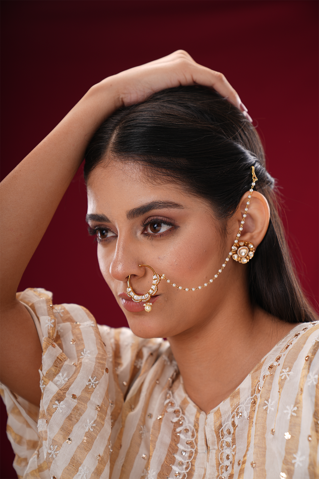 Savaani Polki Silver Nosepin