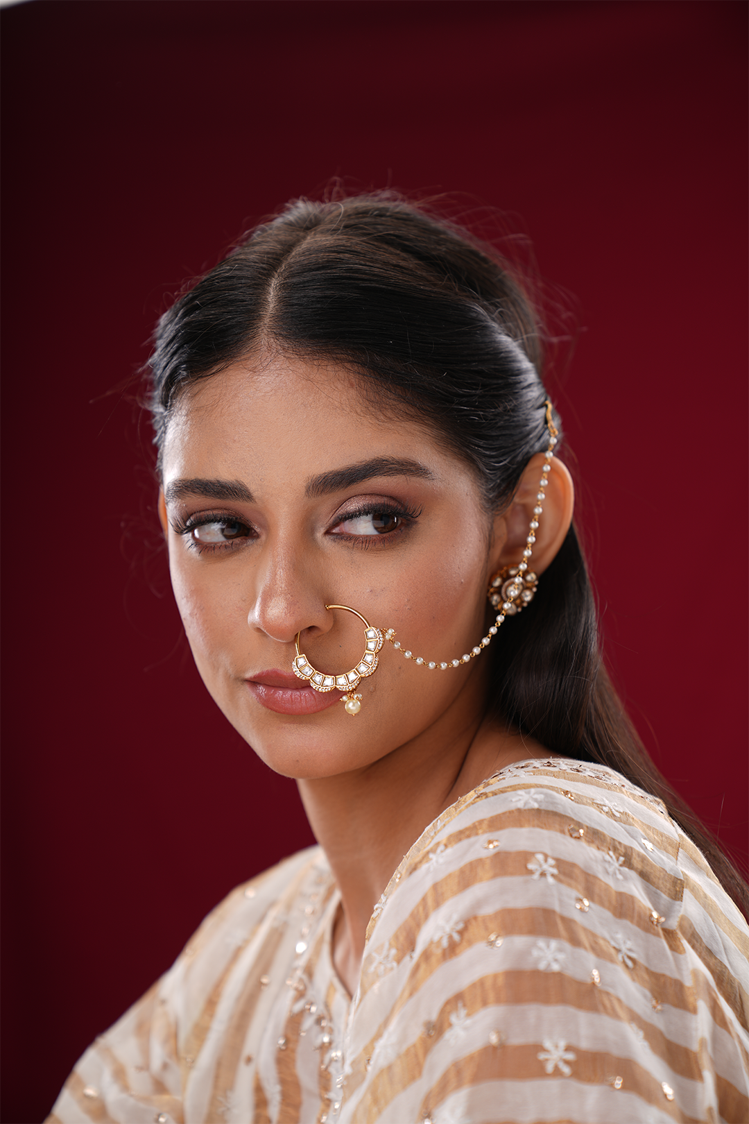 Savaani Polki Silver Nosepin