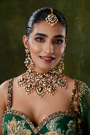 Sheba Green Polki Necklace Set