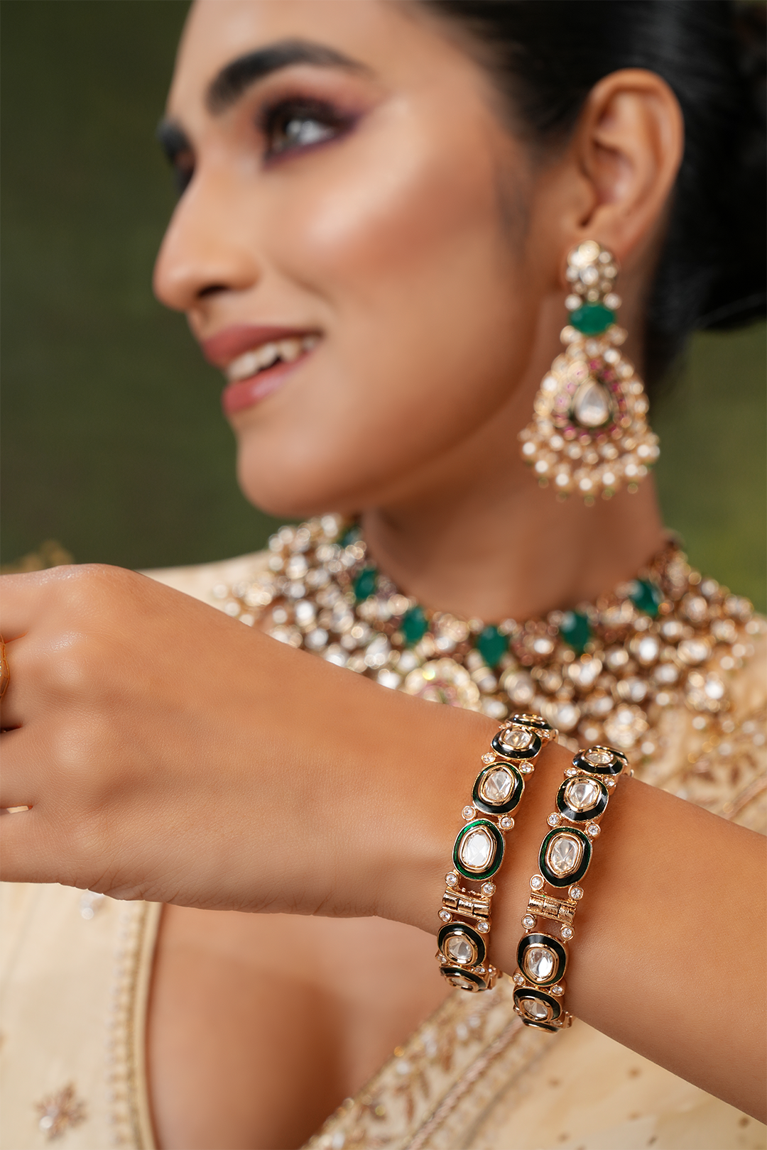 Shyla Blue Meenakari Polki Bangles - Set of 2