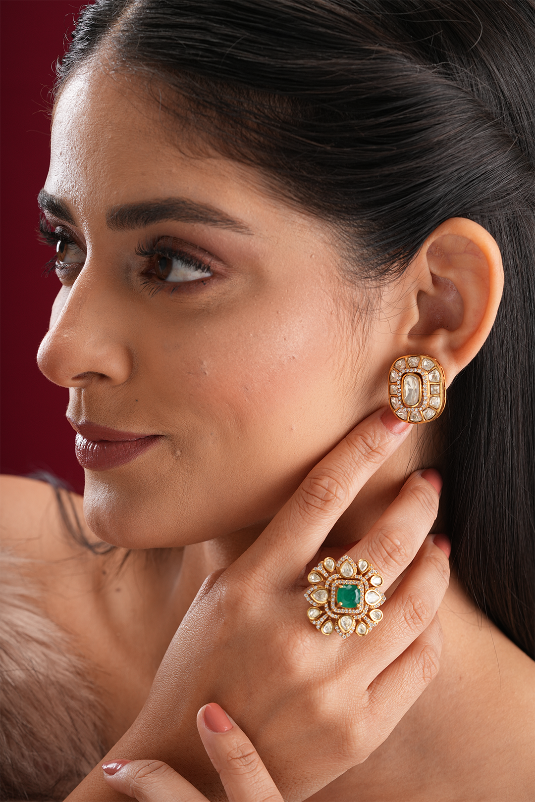 Vaghmi Polki Studs
