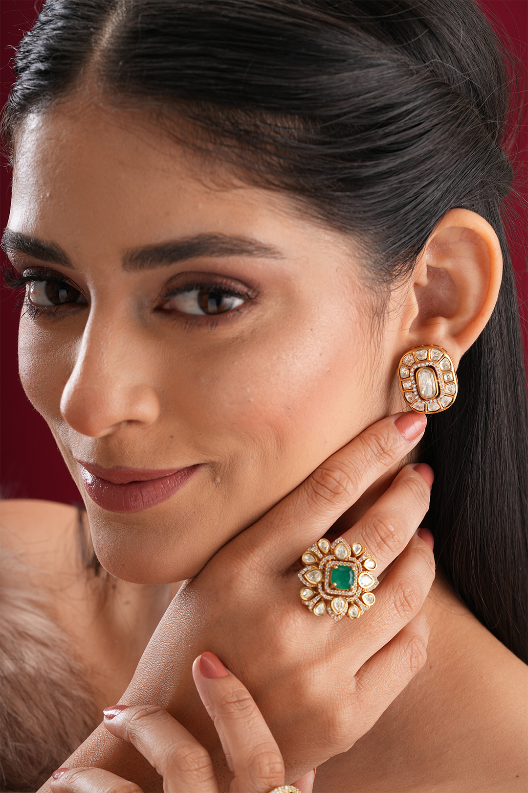 Vaghmi Polki Studs