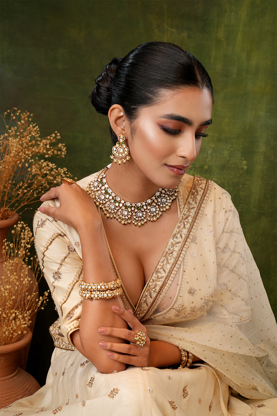 Weram Polki Silver Necklace Set
