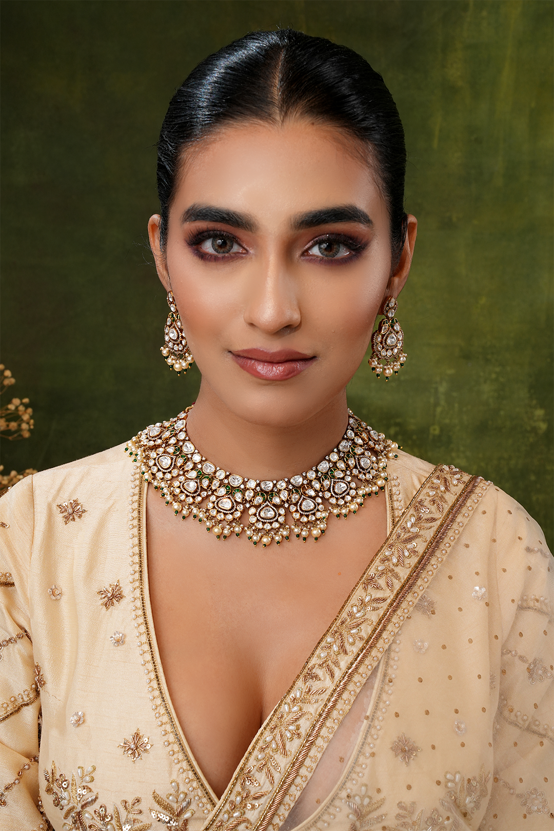 Weram Polki Silver Necklace Set