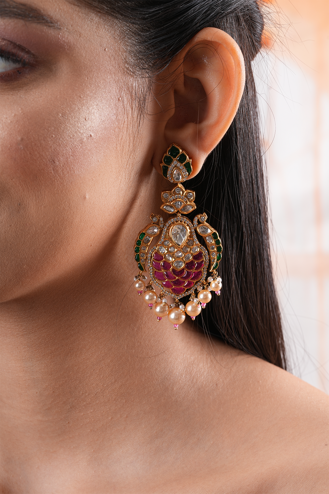 Zaeya Red Polki Earrings