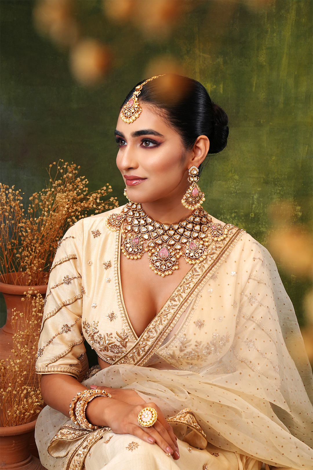 Zishani Pink Polki Necklace Set