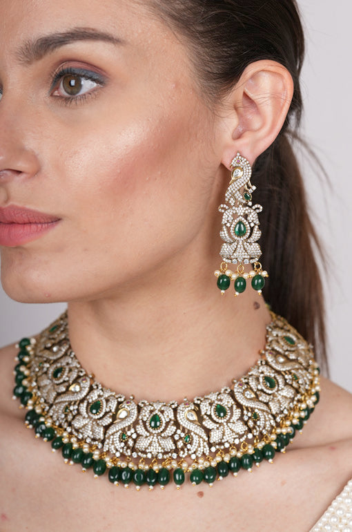 Sanvi Peackock Victorian Emerald Set