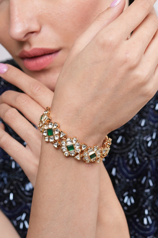 Ruhani Emerald Polki Bracelet