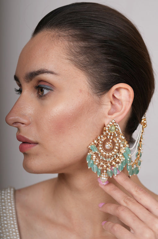 Veena Polki Earring with Pearl Kanawati