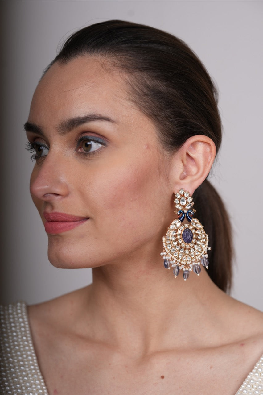 Adella Peacock Motif Polki Earrings