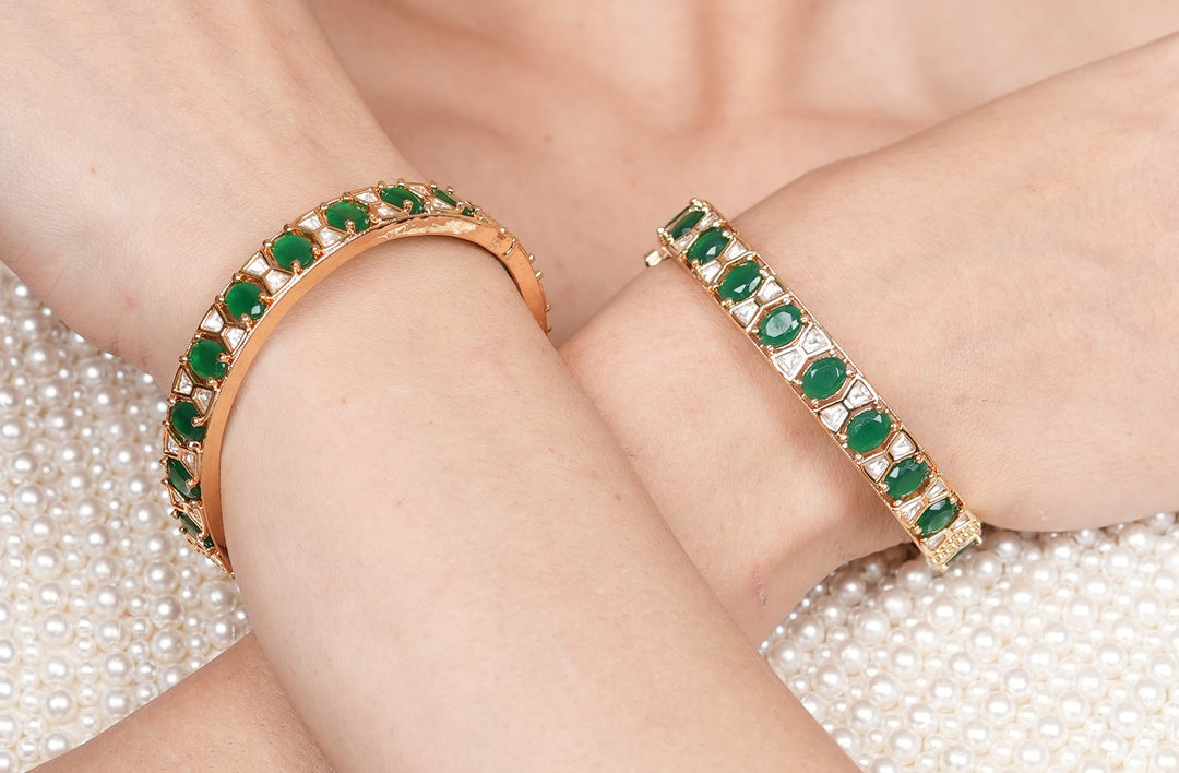 Iksha Emerald Bangles- Set of 2