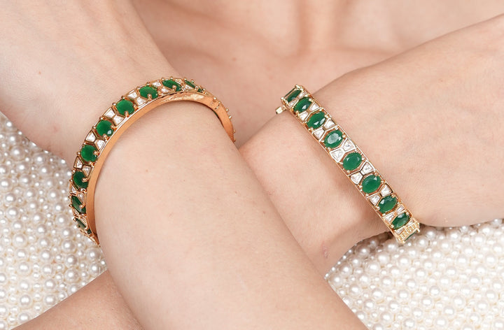 Iksha Emerald Bangles- Set of 2